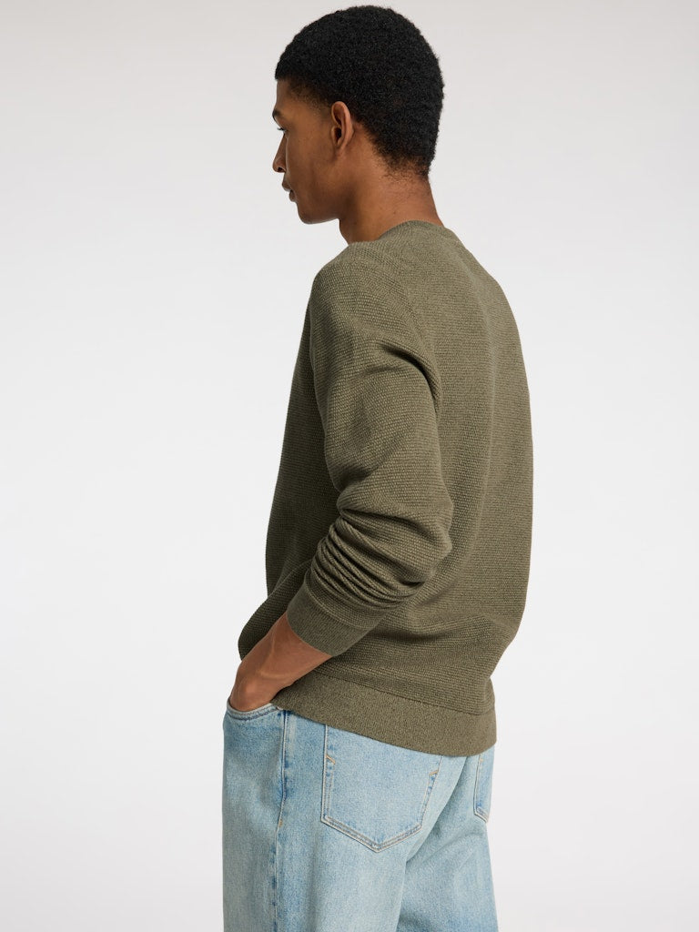 SLHROSS LS KNIT STRUCTURE CREW NECK