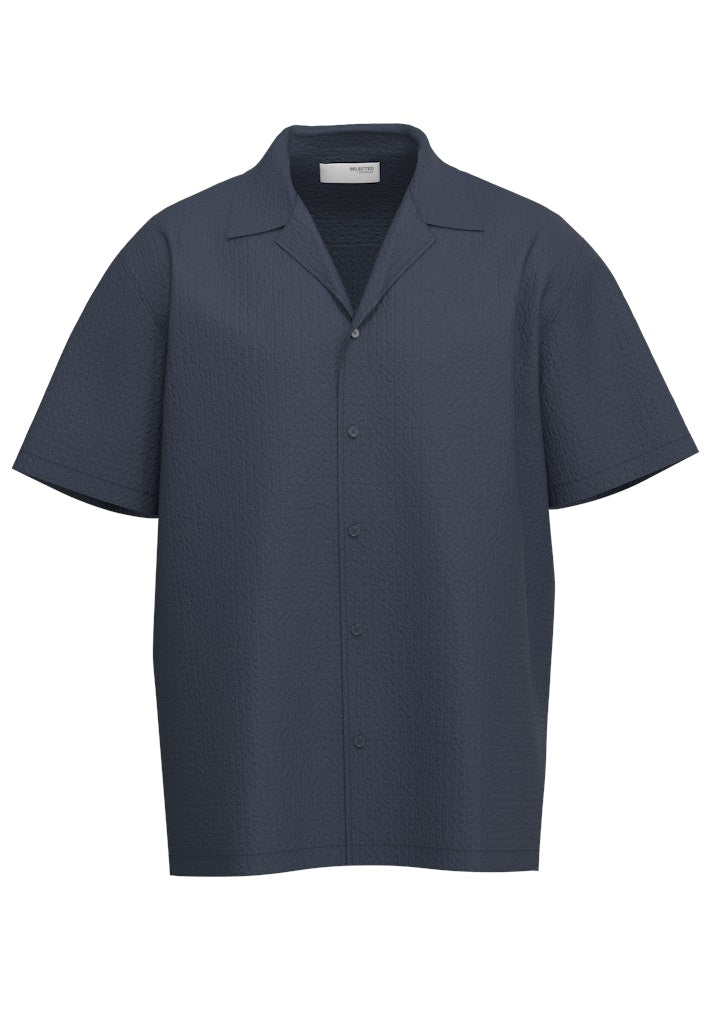 KORTE SKJORTER - Slhrelaxed-Ace Seersucker SS Shirt - - Hr Ravn