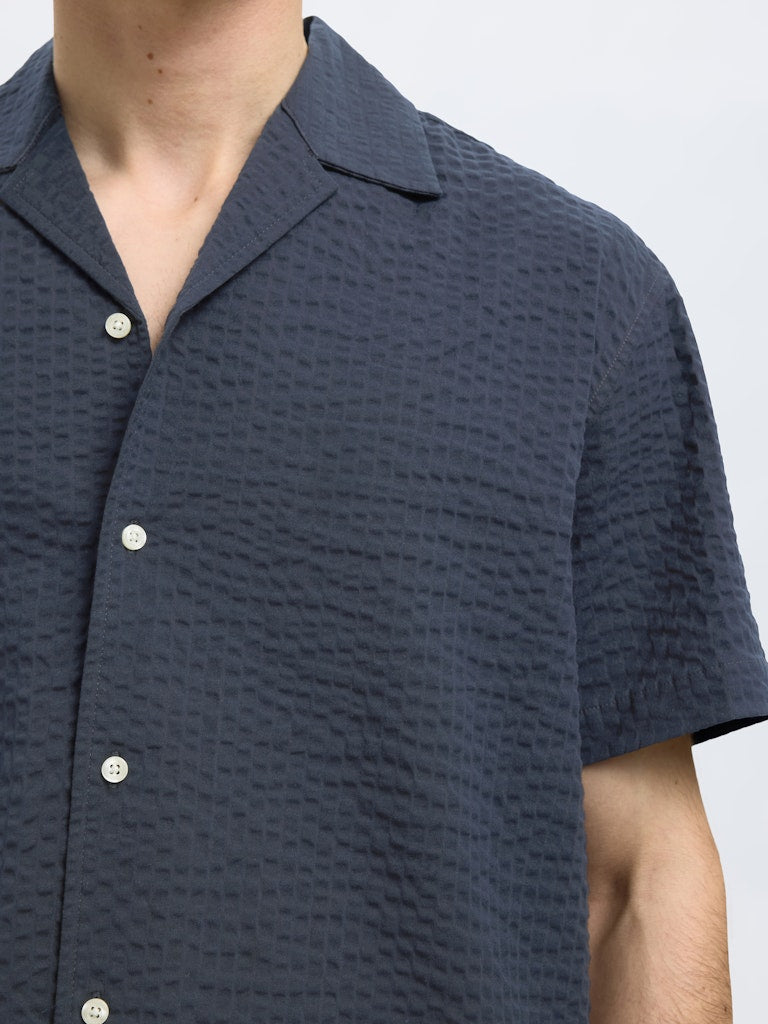 KORTE SKJORTER - Slhrelaxed-Ace Seersucker SS Shirt - - Hr Ravn