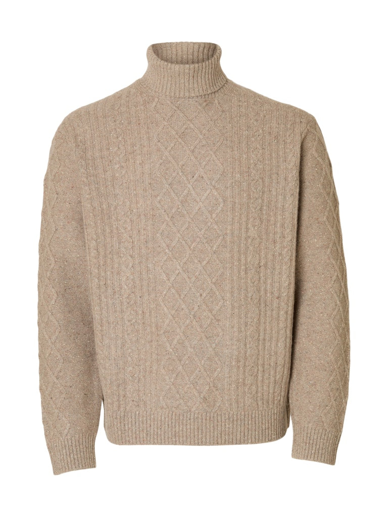 Slhneil LS Knit Relaxed Cable Roll Neck