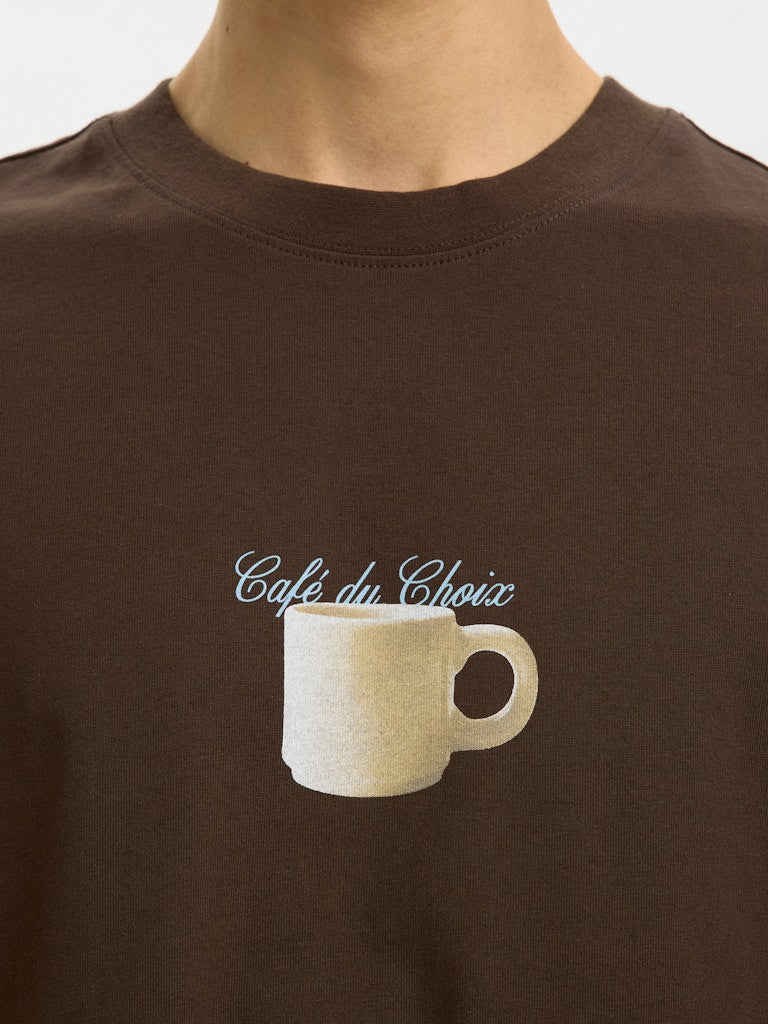T-SHIRTS - Slhrelaxnorman SS Coffee Tee - - Hr Ravn