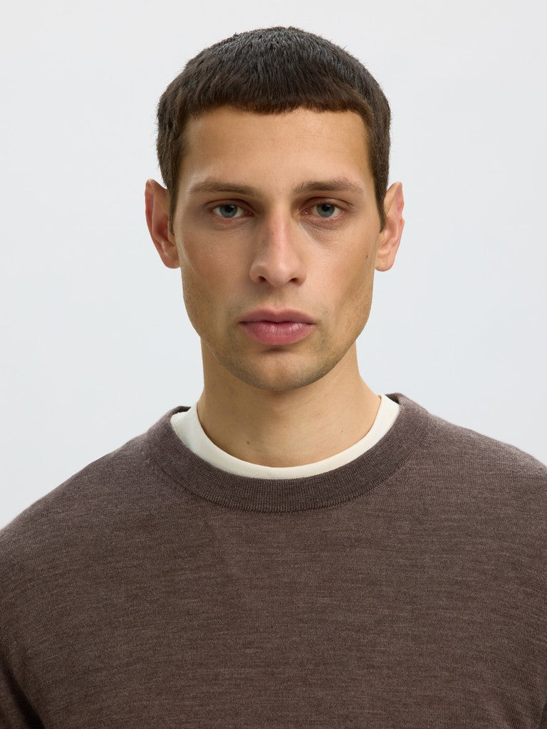Slhtray Ls Knit Merino Crew Neck Noos