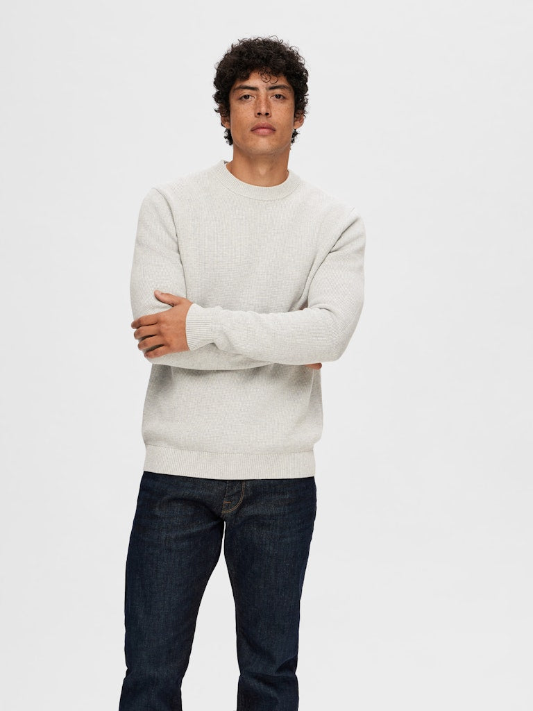 STRIK - Slhdane LS Knit Structure Crew Neck - - Hr Ravn