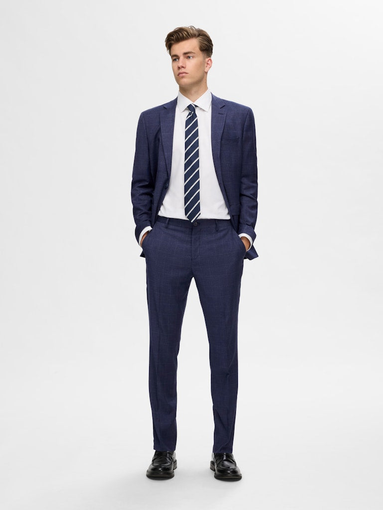 Slhslim-Neil Dark Blue Check Trousers