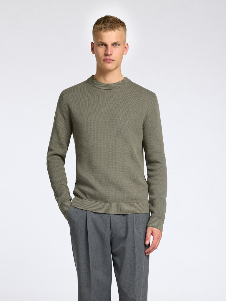 STRIK - Slhdane LS Knit Structure Crew Neck - - Hr Ravn