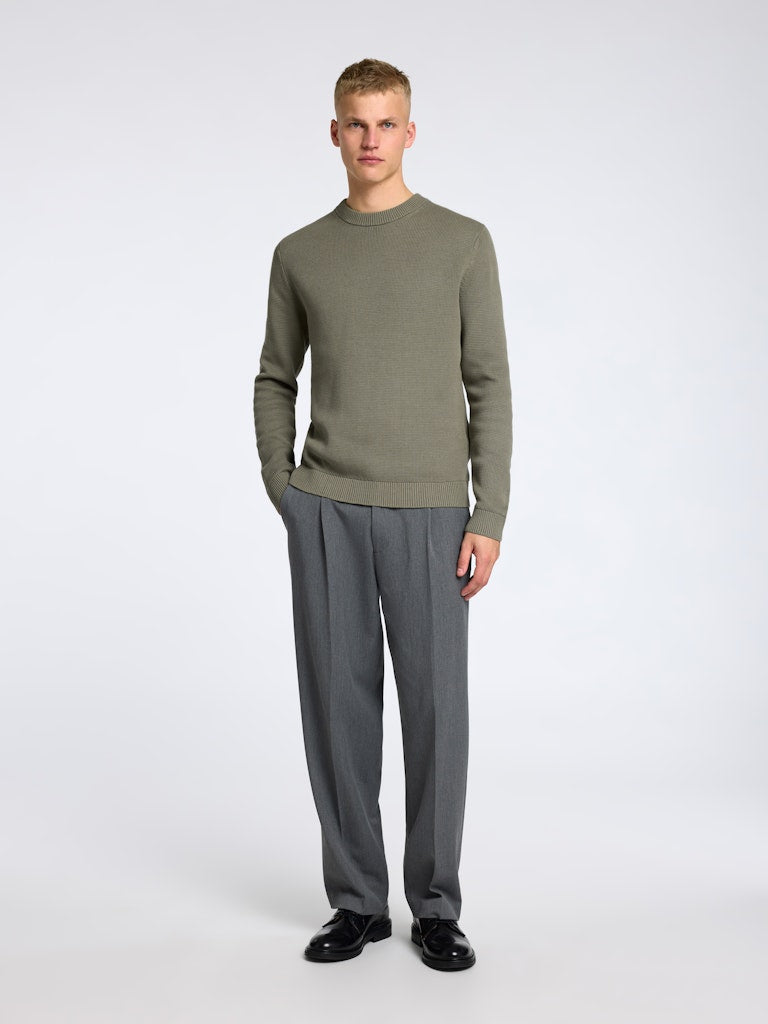 STRIK - Slhdane LS Knit Structure Crew Neck - - Hr Ravn