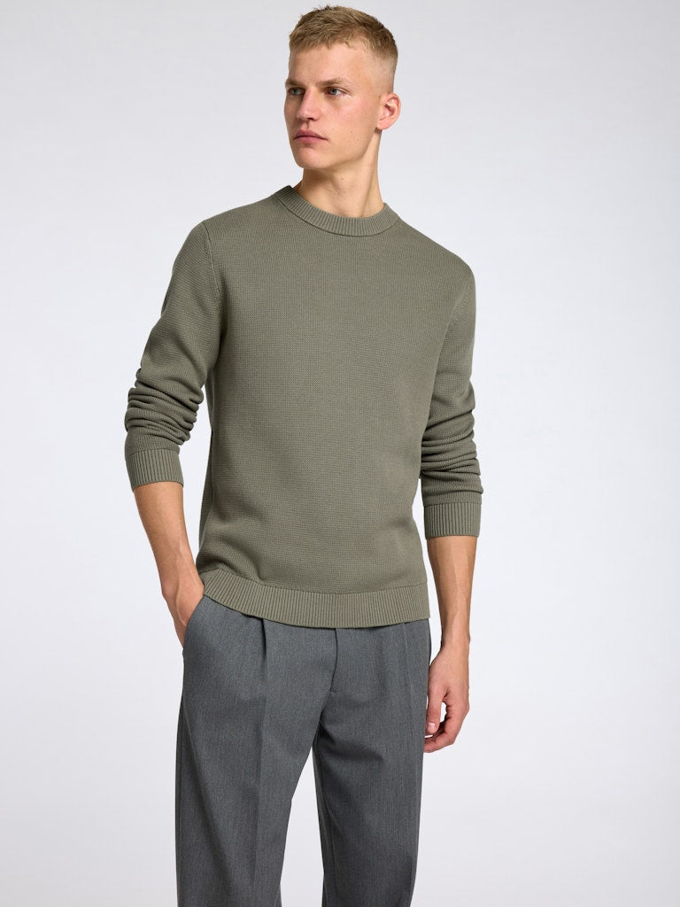 STRIK - Slhdane LS Knit Structure Crew Neck - - Hr Ravn