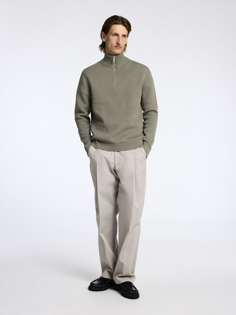 STRIK - Slhdane LS Knit Structure Half Zip Noos - - Hr Ravn