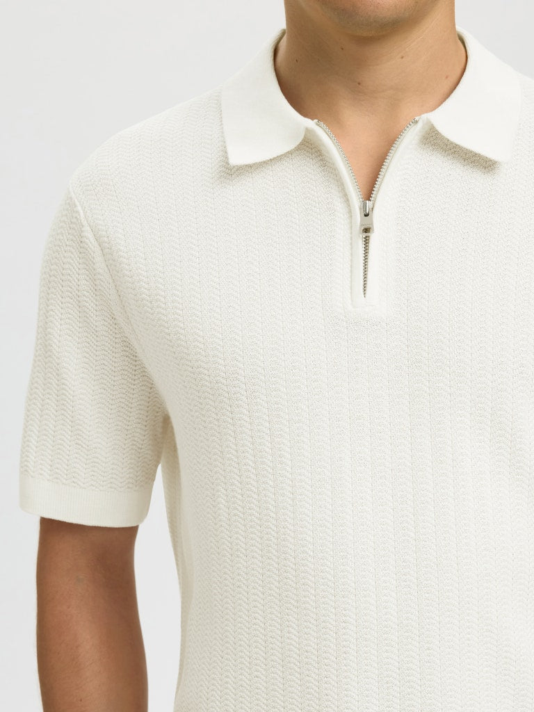 Slmcran SS Knit Structure Zip Polo
