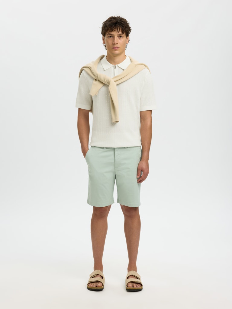 Slmcran SS Knit Structure Zip Polo