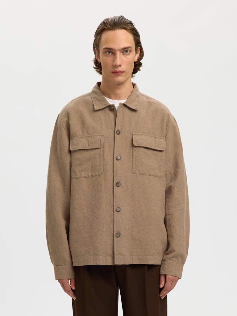 OVERSHIRT - Slh-Leroy Linen Blend Overshirt Ls Noos - - Hr Ravn