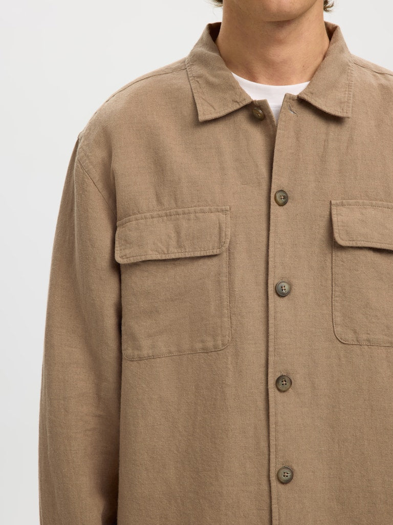 OVERSHIRT - Slh-Leroy Linen Blend Overshirt Ls Noos - - Hr Ravn