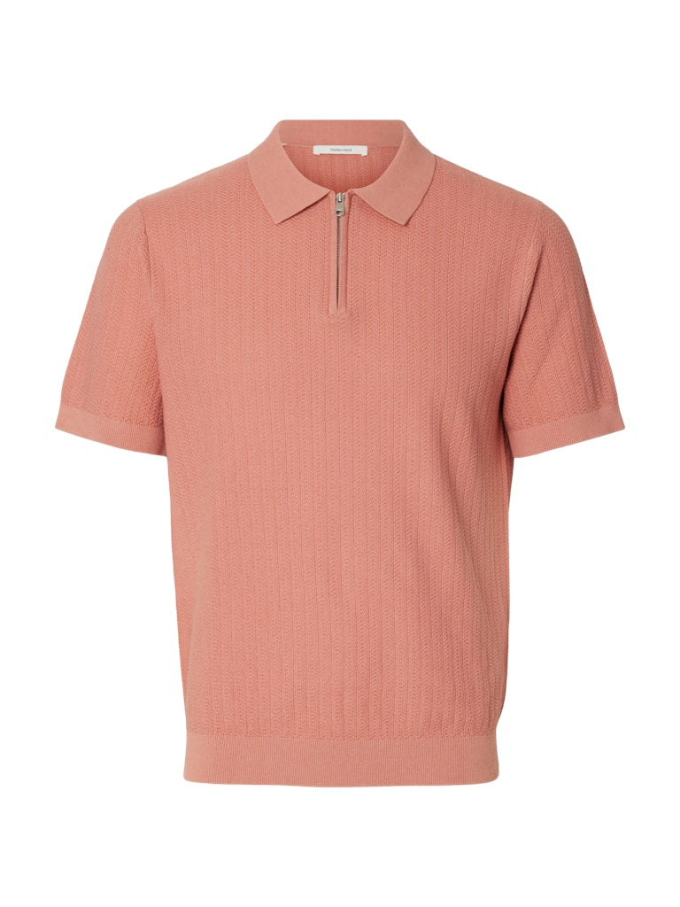 Slmcran SS Knit Structure Zip Polo