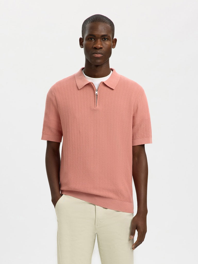 Slmcran SS Knit Structure Zip Polo