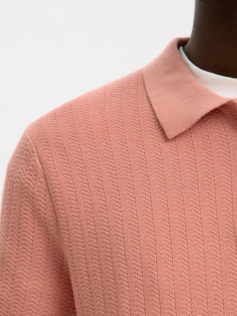 Slmcran SS Knit Structure Zip Polo