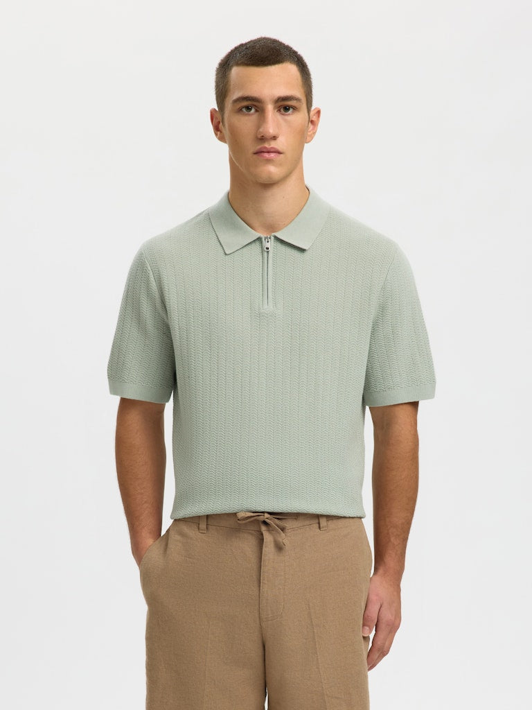 Slmcran SS Knit Structure Zip Polo