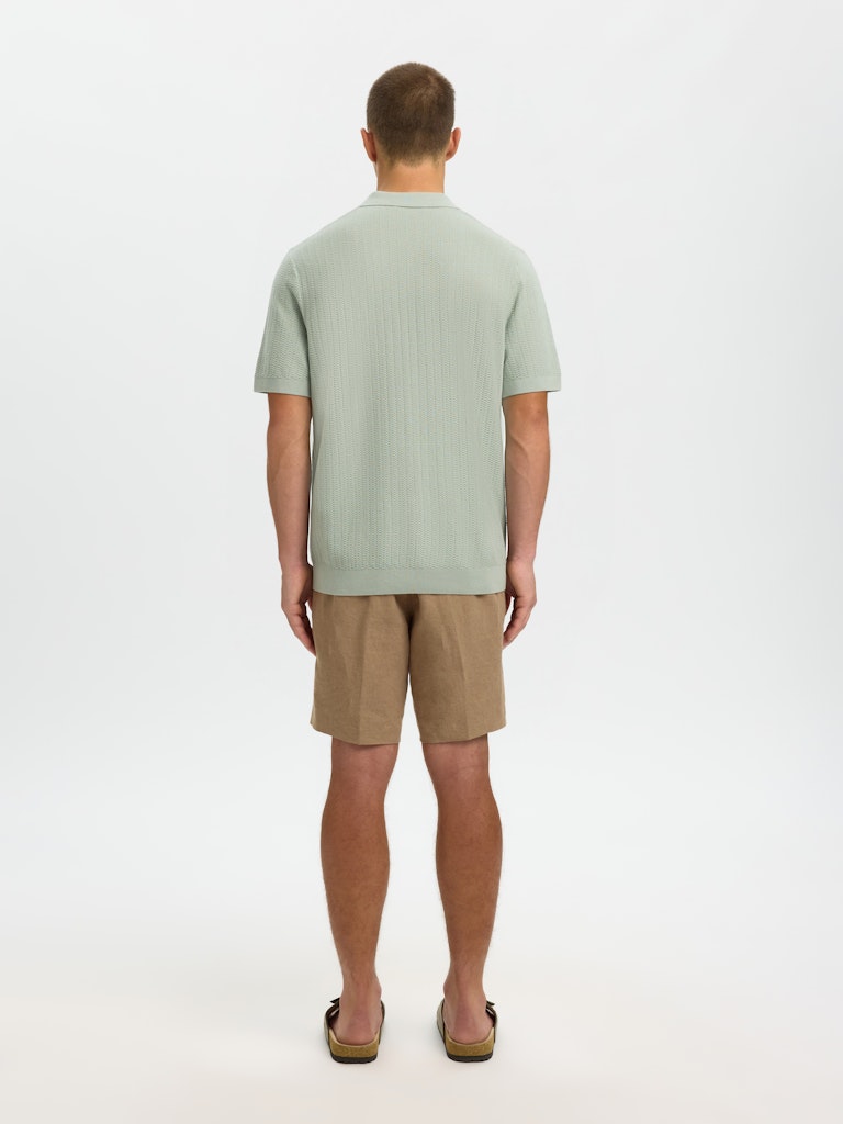 Slmcran SS Knit Structure Zip Polo