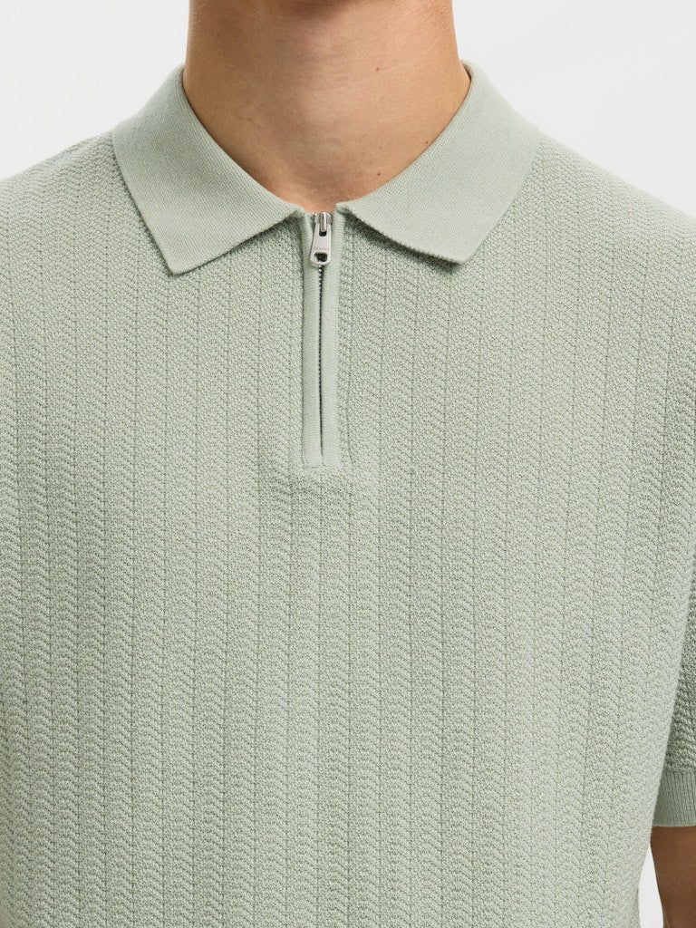 Slmcran SS Knit Structure Zip Polo