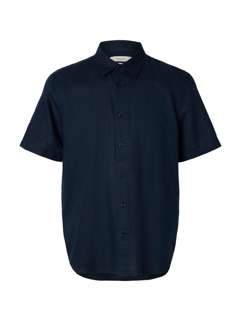 Slhregclaus Linenblend Ss Shirt Clay Noos