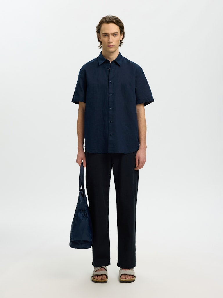 Slhregclaus Linenblend Ss Shirt Clay Noos
