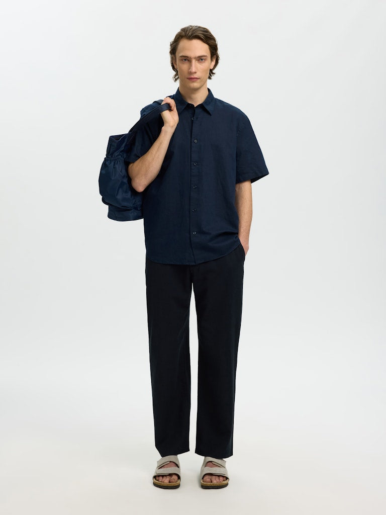 Slhregclaus Linenblend Ss Shirt Clay Noos