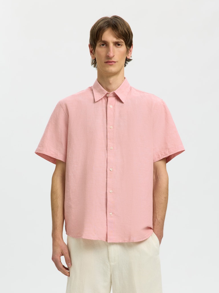 Slhregclaus Linenblend Ss Shirt Clay Noos
