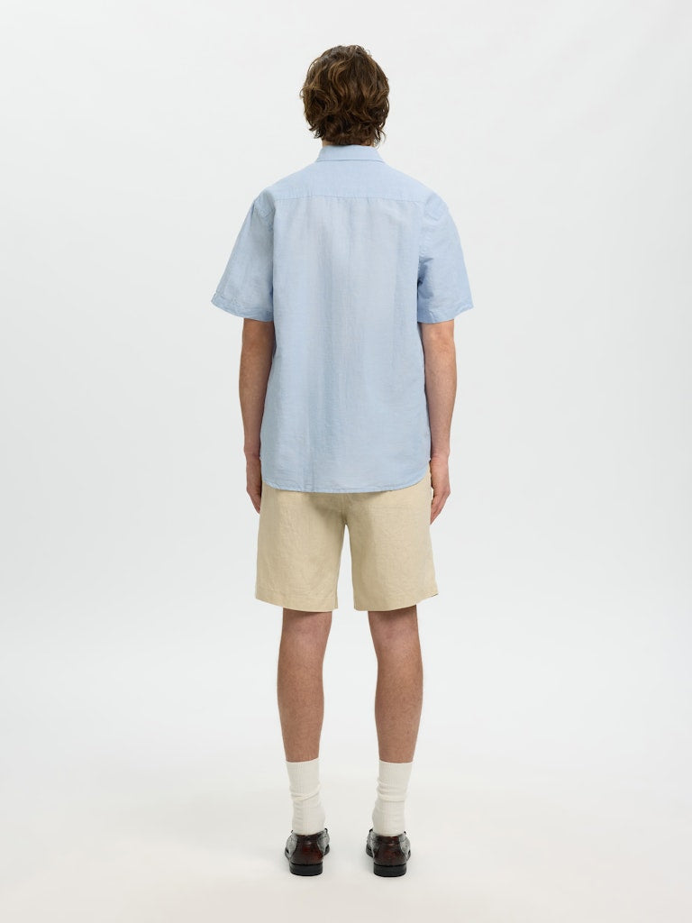 Slhregclaus Linenblend Ss Shirt Clay Noos