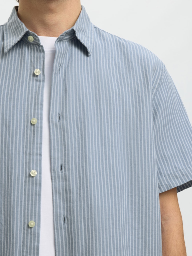 Slhregclaus Linenblend Ss Shirt Clay Noos