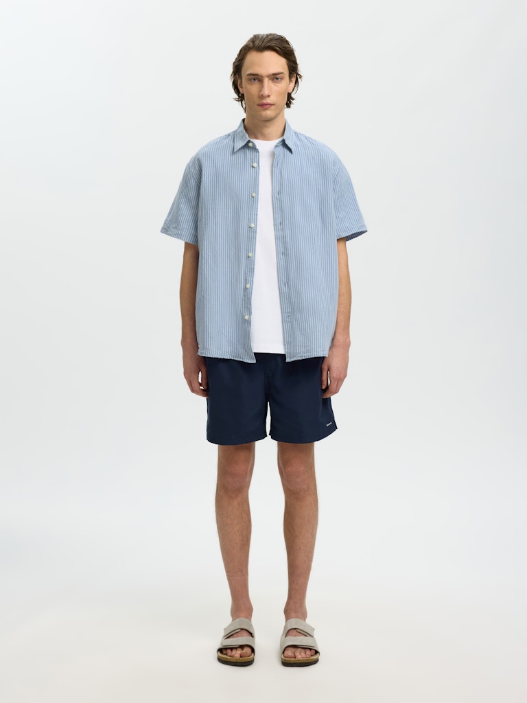 Slhregclaus Linenblend Ss Shirt Clay Noos