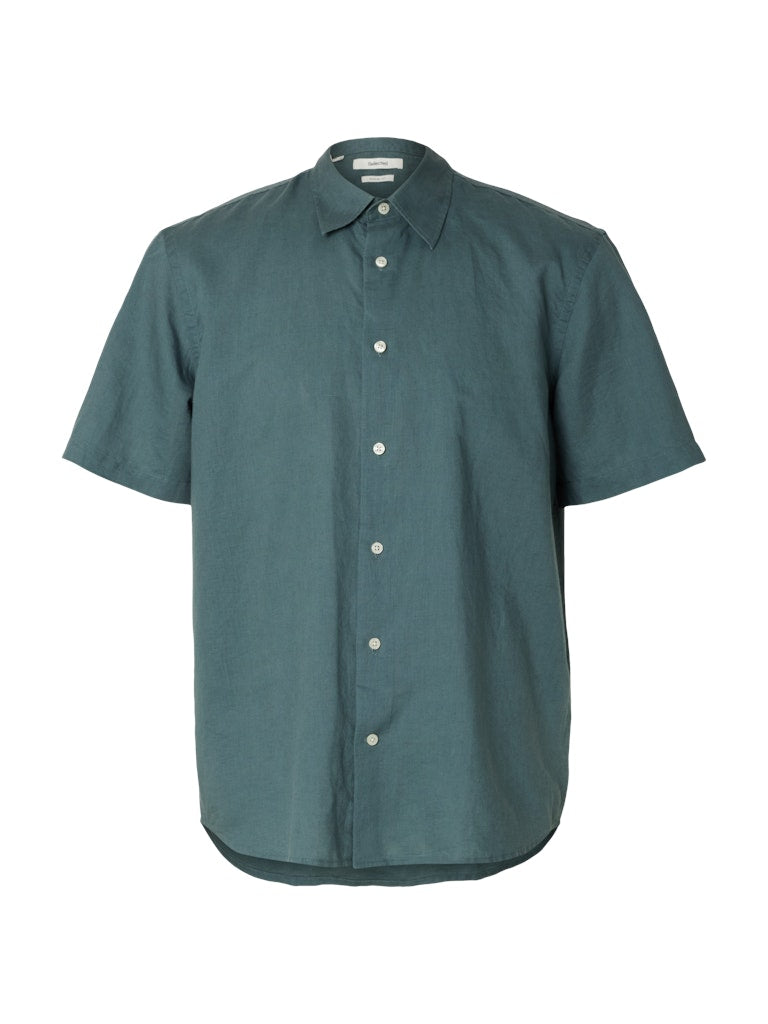 Slhregclaus Linenblend Ss Shirt Clay Noos
