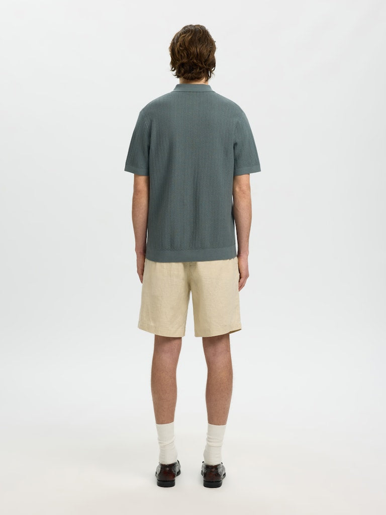 Slmcran SS Knit Structure Zip Polo