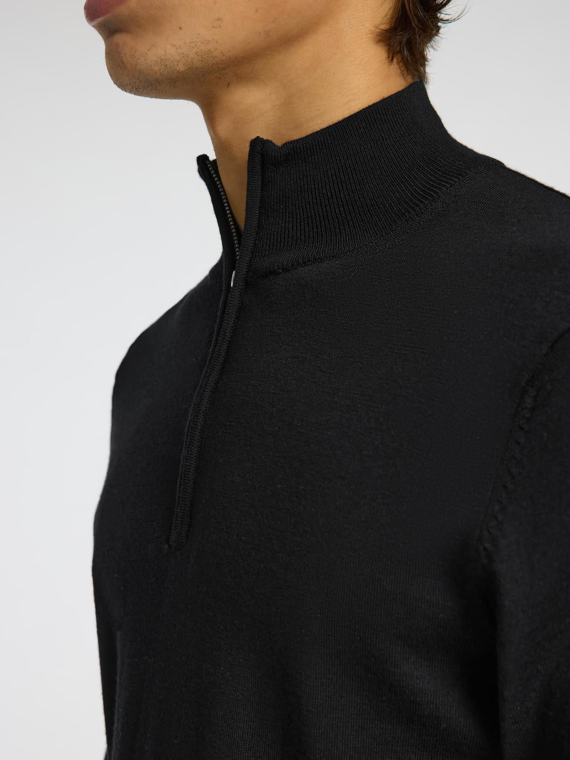 Slhtray Ls Knit Merino Half Zip Noos