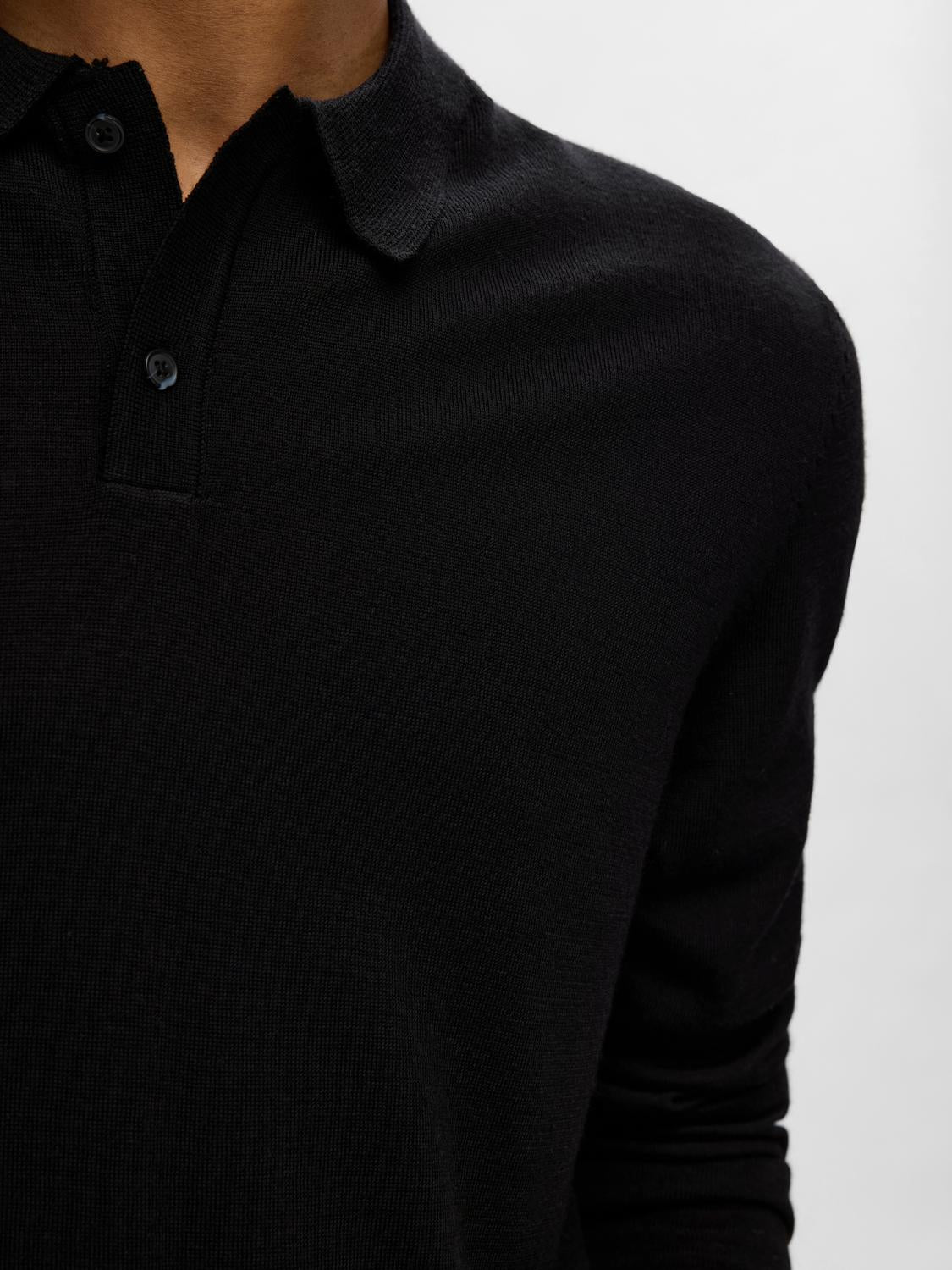 Pullovers - Slhtray Ls Knit Merino Polo Noos - - Hr Ravn