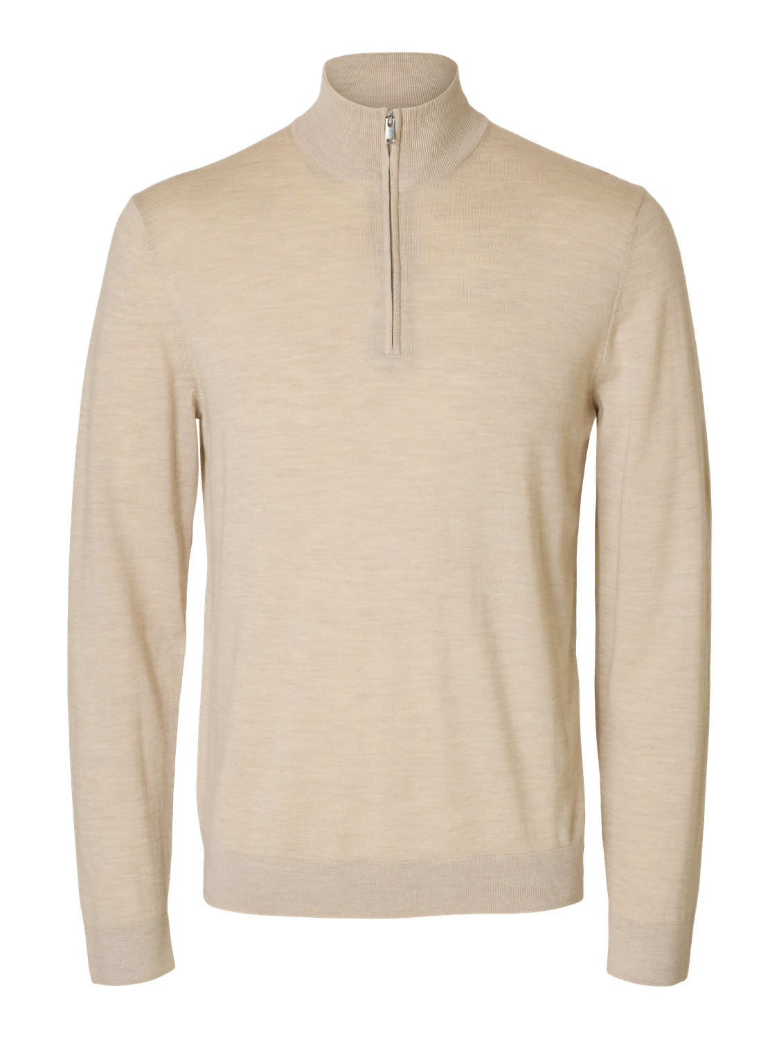 Slhtray Ls Knit Merino Half Zip Noos