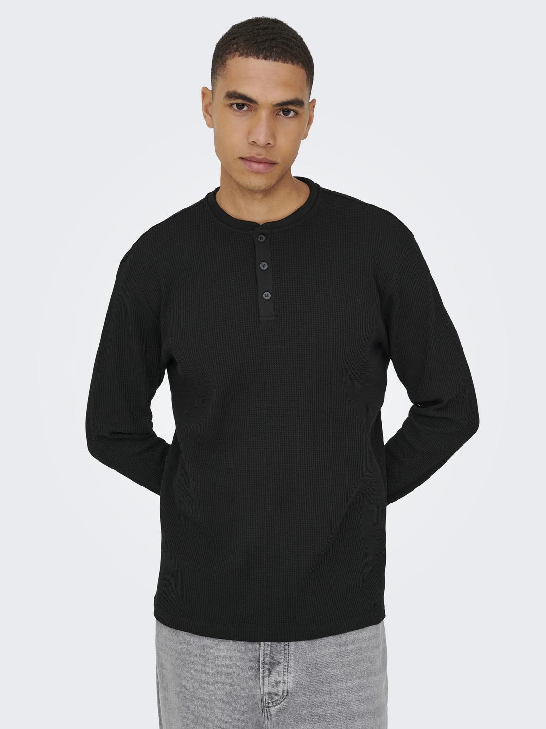 T-shirts - Onstobie Reg Ls Henley Tee Noos - - Hr Ravn