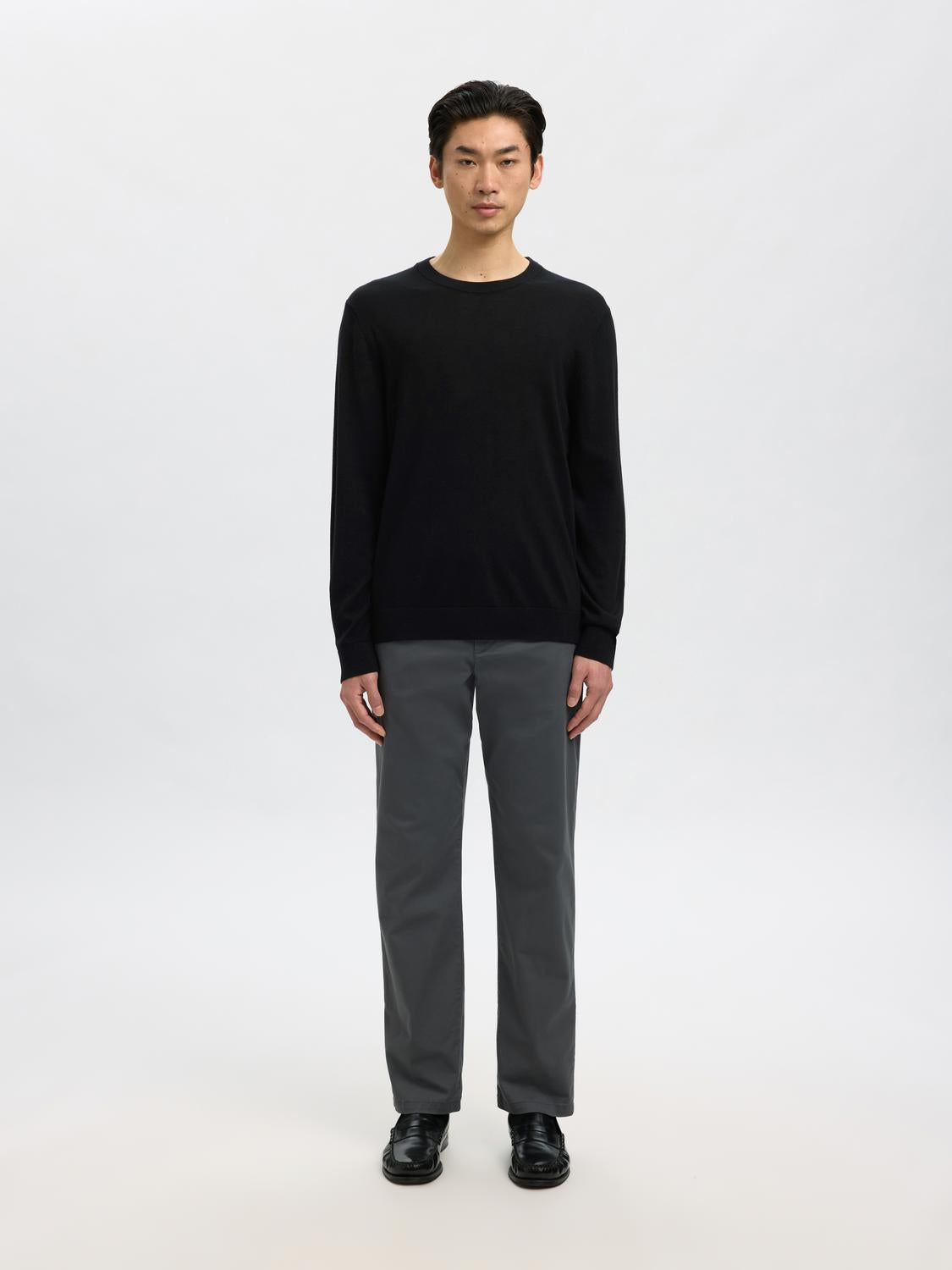 Slhtray Ls Knit Merino Crew Neck Noos