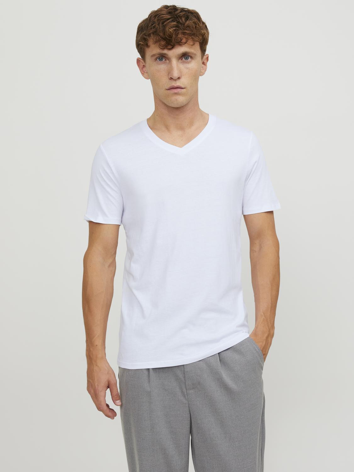 T-shirts - Jacbasic V-Neck Tee Ss 2 Pack Noos - - Hr Ravn