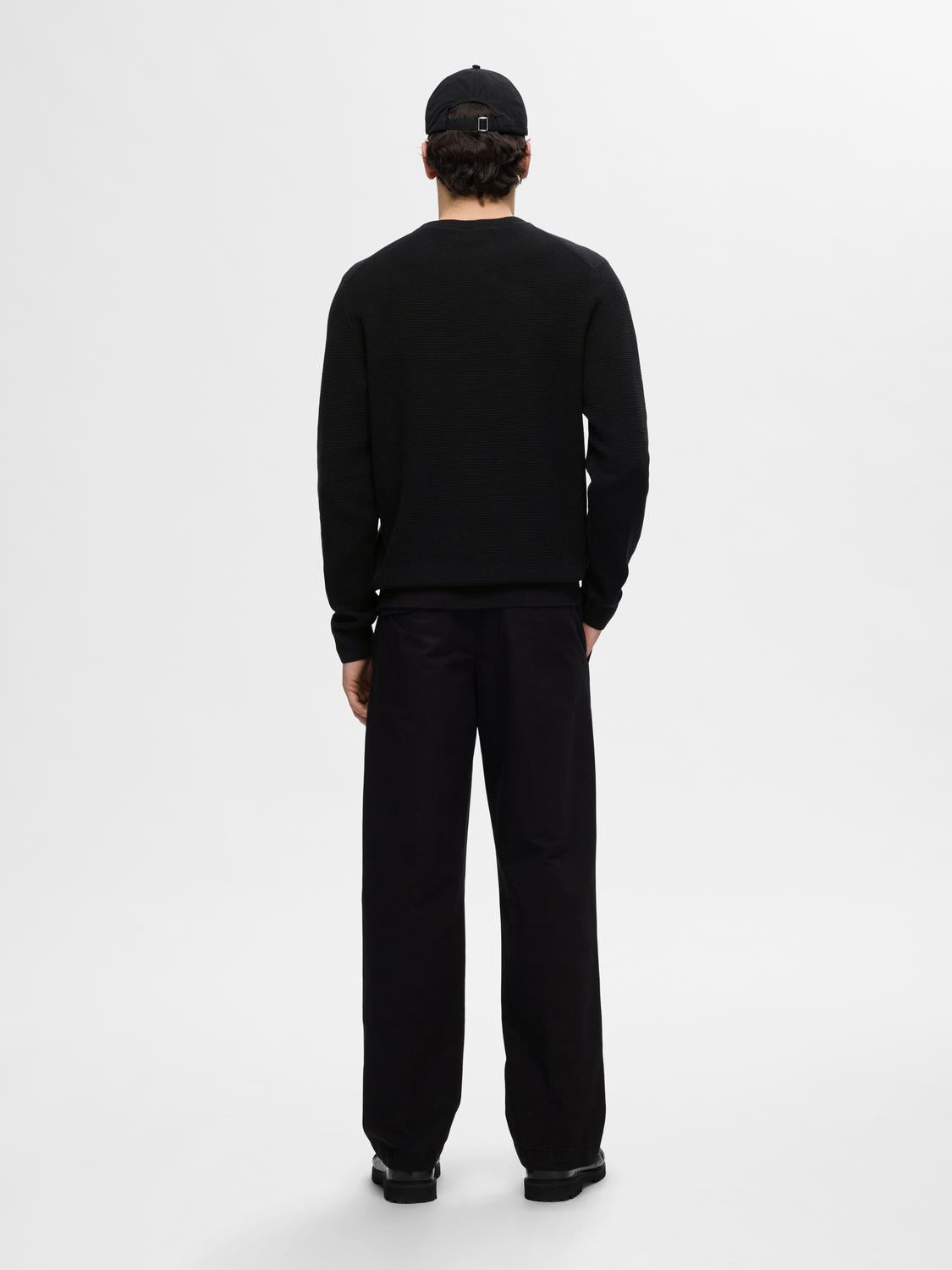 Pullovers - Slhross Ls Knit Structure Crew Neck Noos - - Hr Ravn