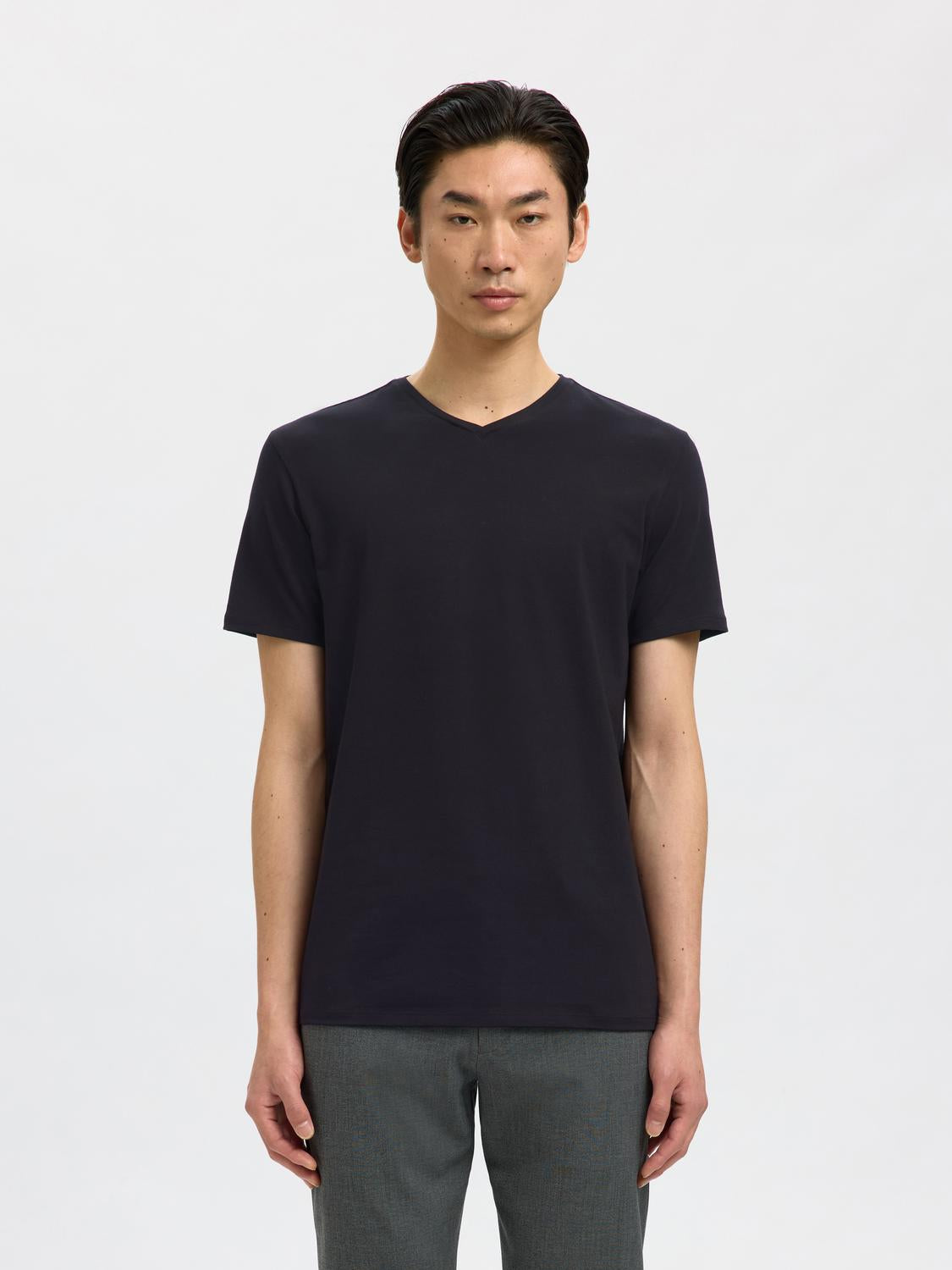 T-SHIRTS - Slhnewpima Ss V-Neck Tee Noos - - Hr Ravn