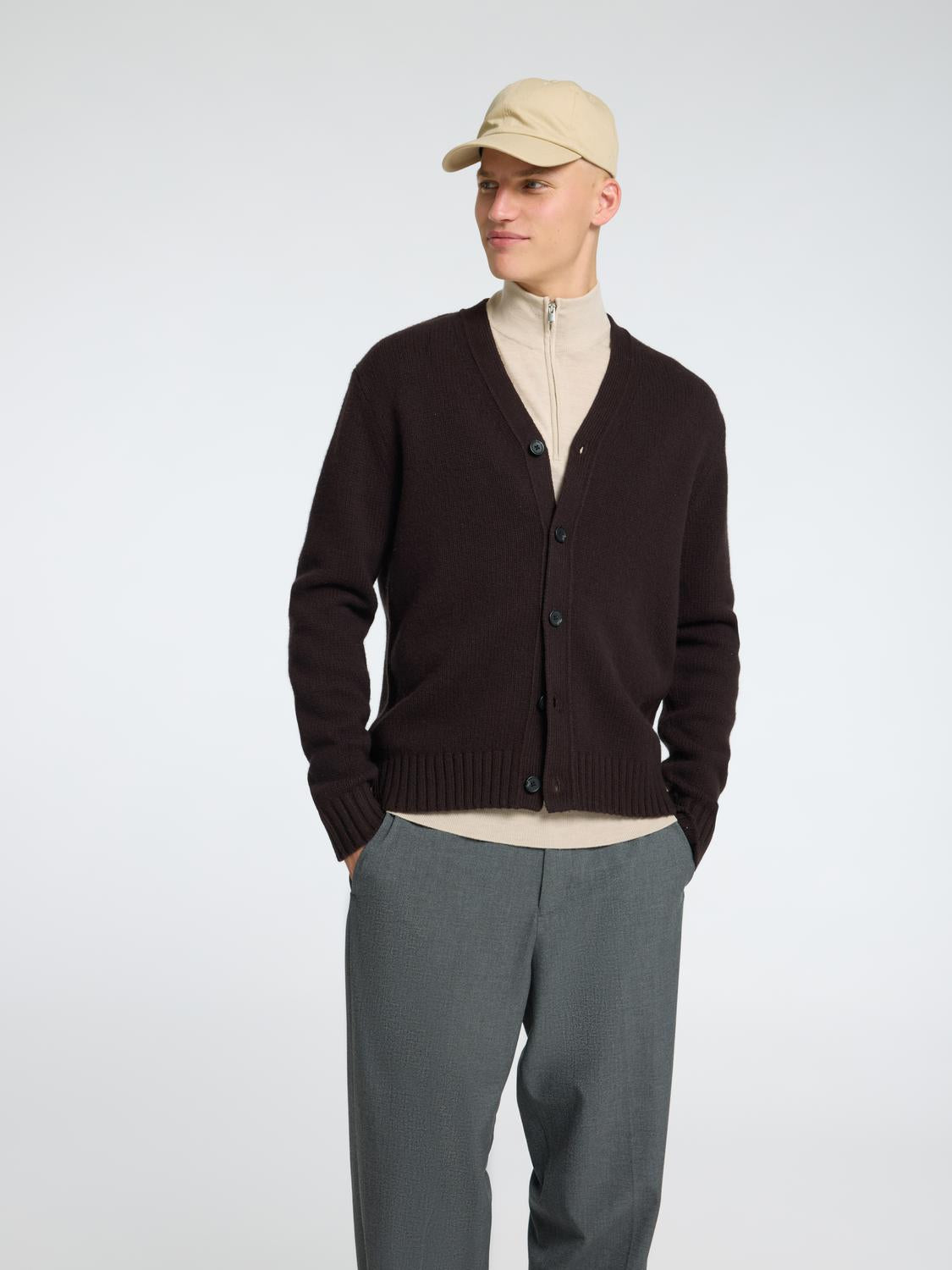 Slhtray Ls Knit Merino Half Zip Noos