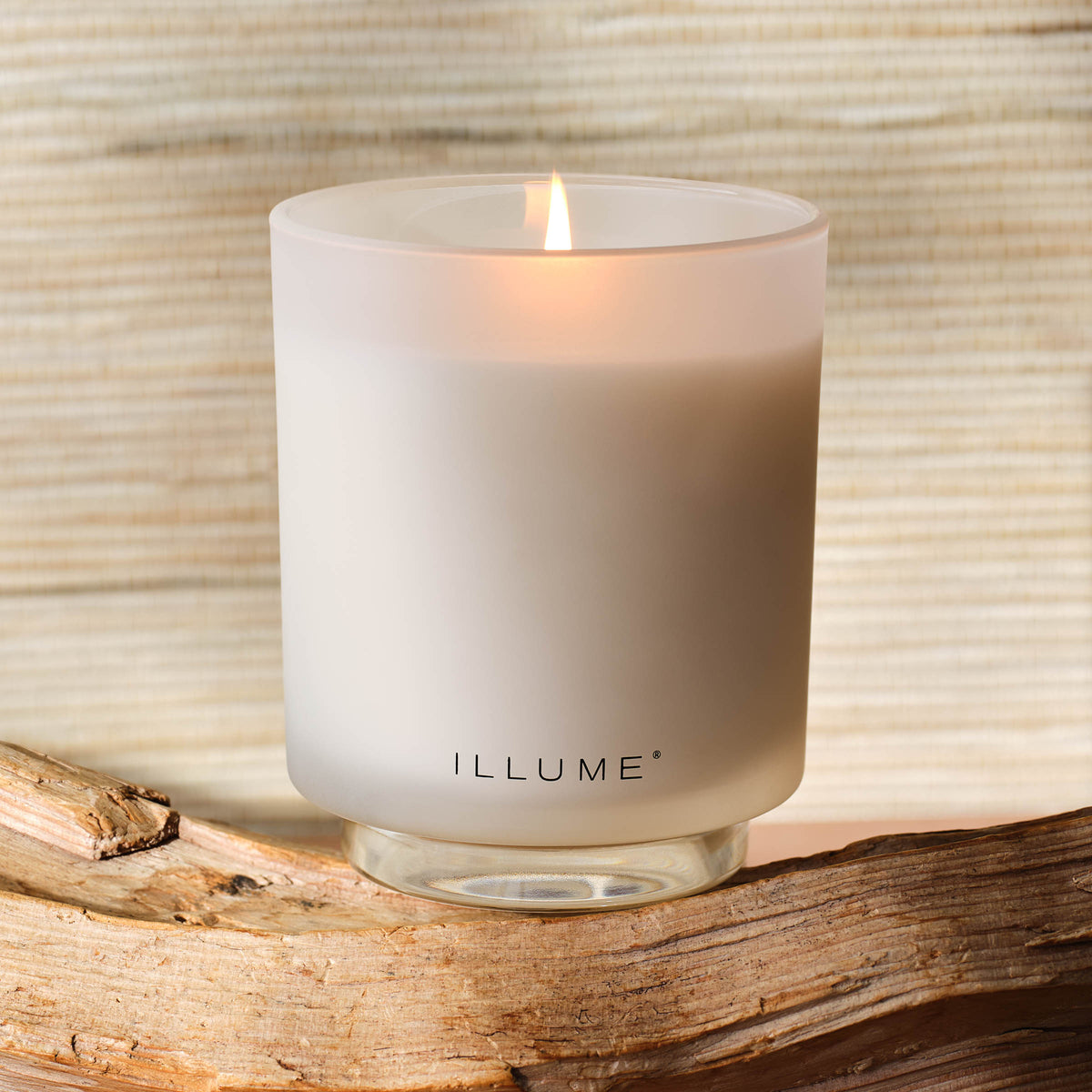 Driftwood Box Glass Candle, Hvid,
