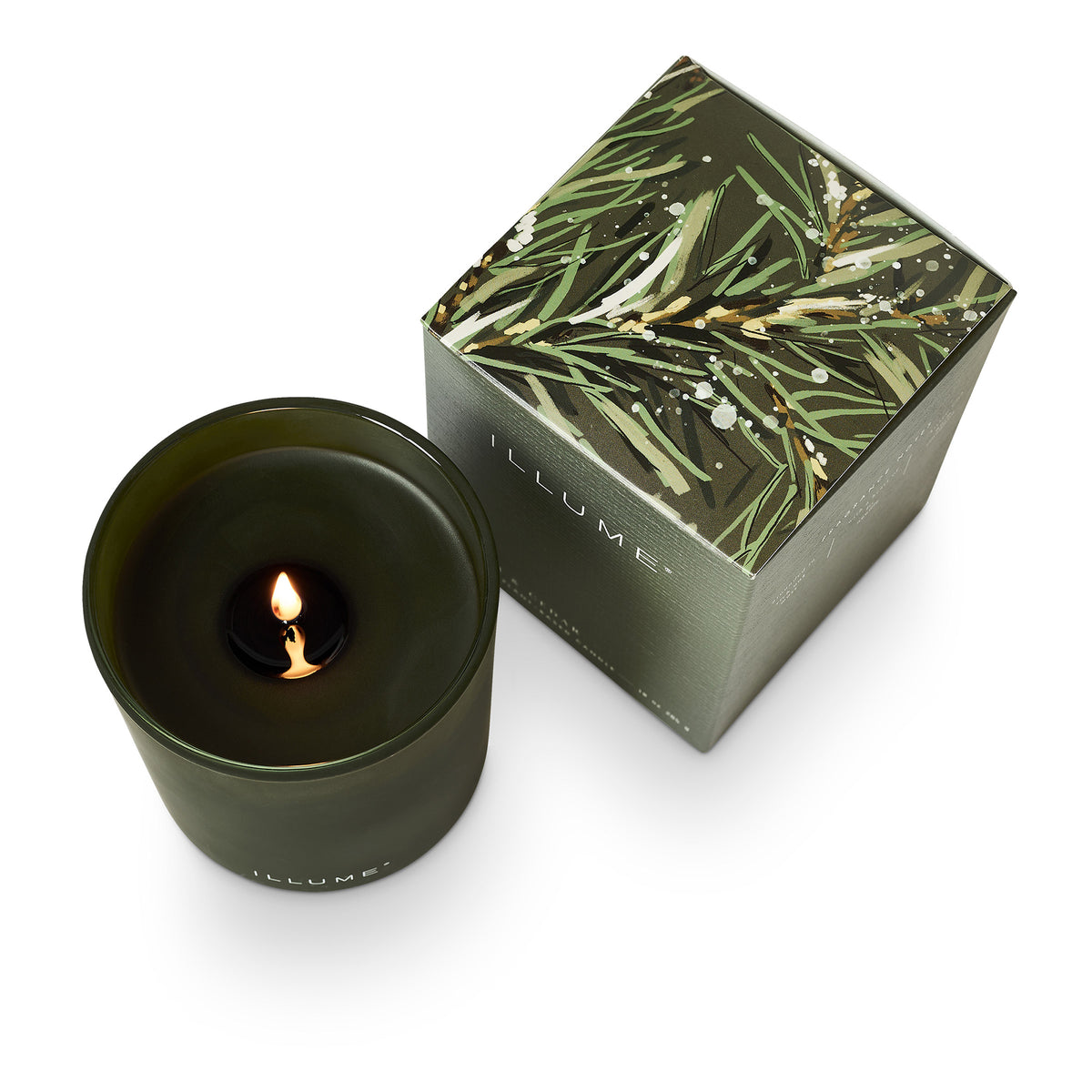 Balsam & Cedar Box Glass Candle, Grøn,