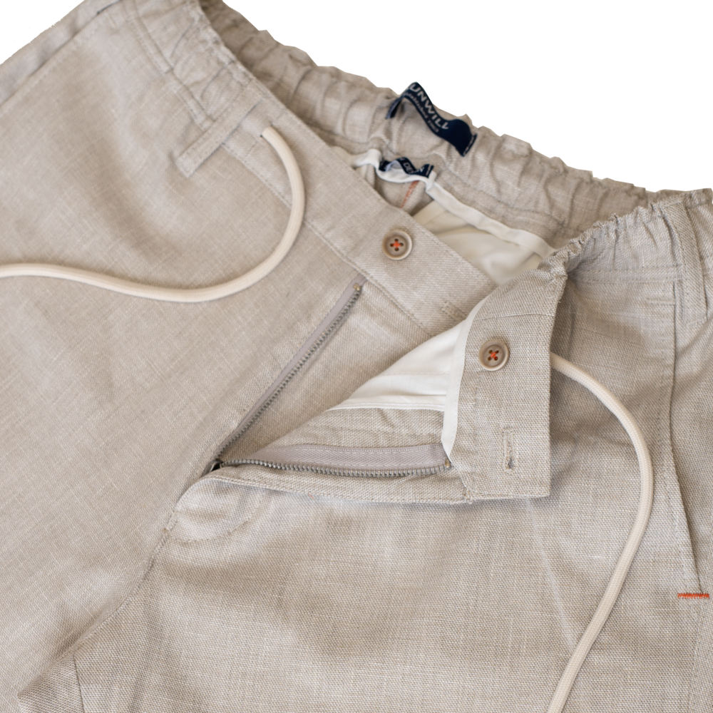 BUKSER - Linen Trousers With Elastic Relaxed Fit - - Hr Ravn