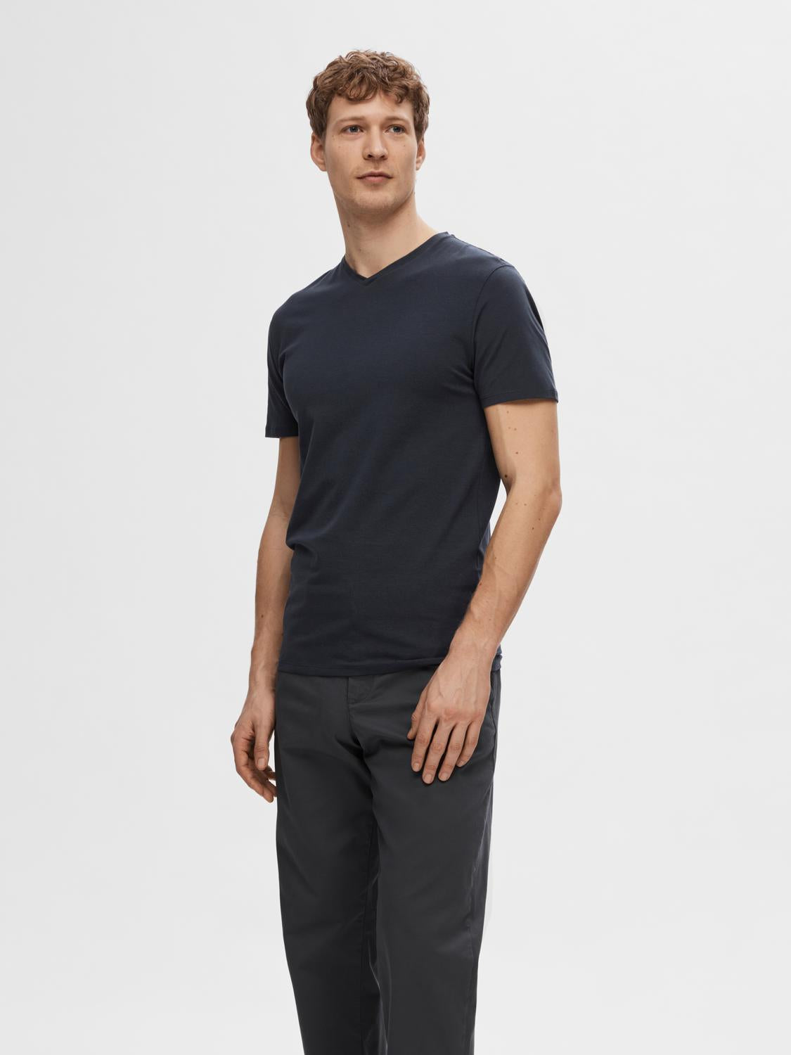 T-SHIRTS - Slhnewpima Ss V-Neck Tee Noos - - Hr Ravn