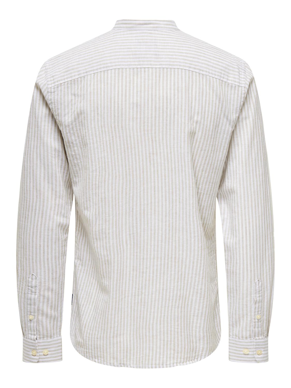LANGE SKJORTER - Onscaiden Life Ls Mao Stripe Linen Noos - - Hr Ravn