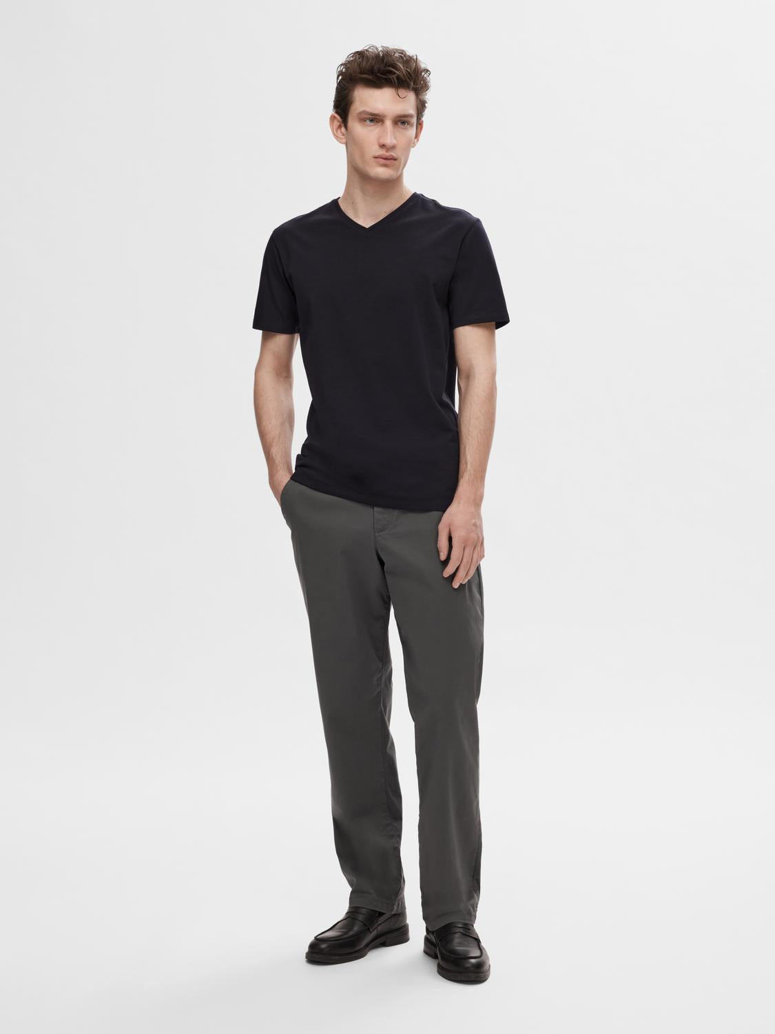 T-SHIRTS - Slhnewpima Ss V-Neck Tee Noos - - Hr Ravn