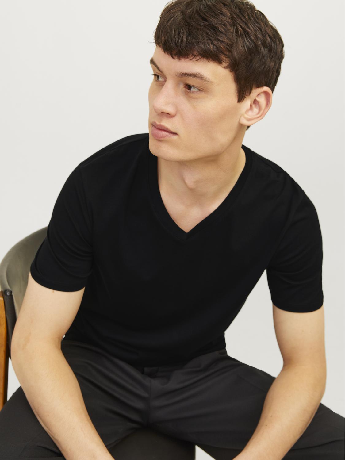 T-shirts - Jacbasic V-Neck Tee Ss 2 Pack Noos - - Hr Ravn