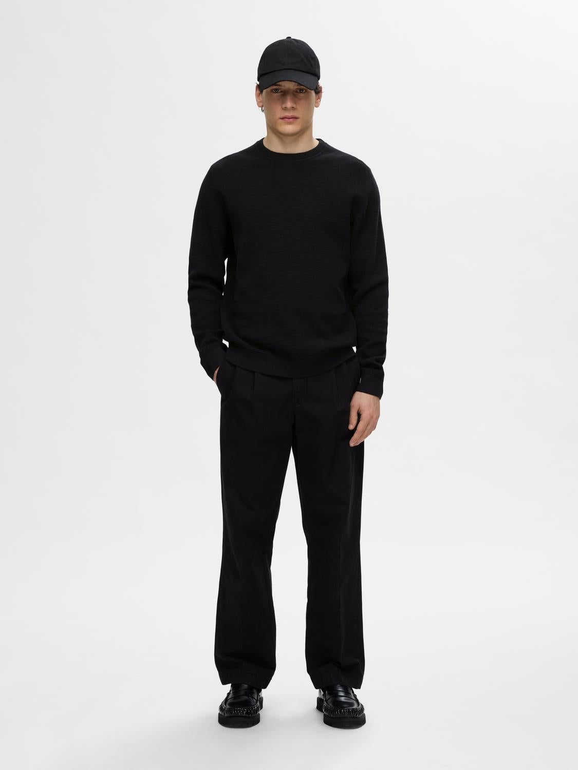 Pullovers - Slhross Ls Knit Structure Crew Neck Noos - - Hr Ravn
