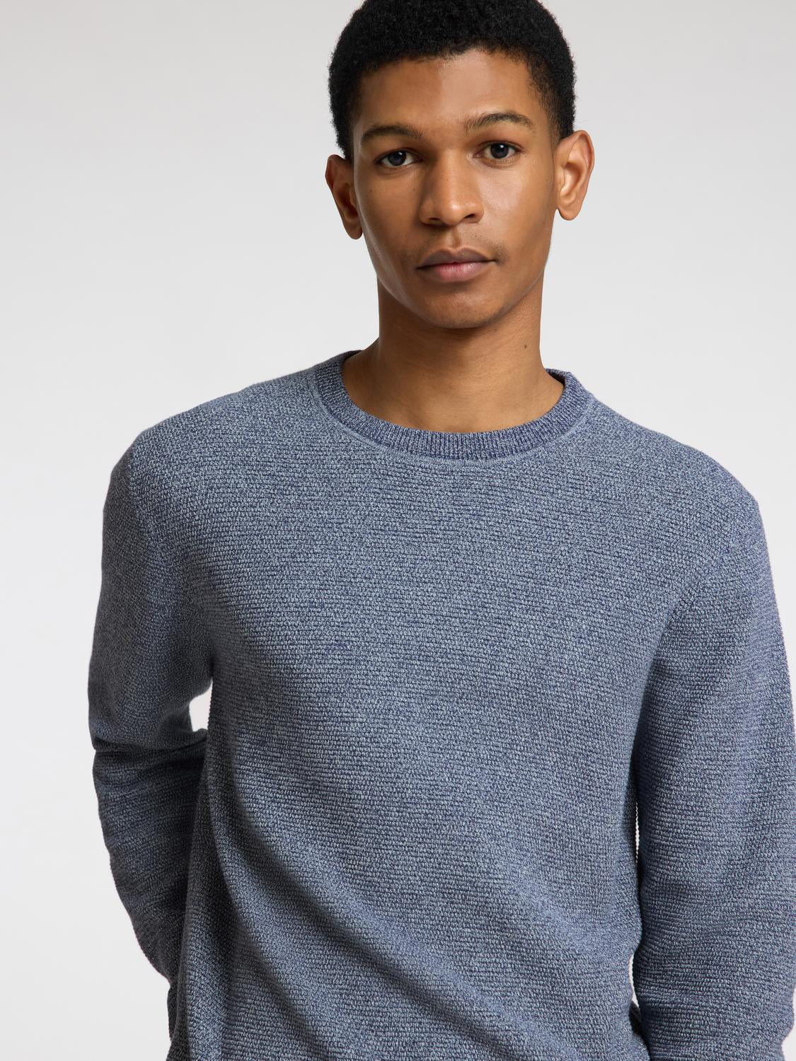 Pullovers - Slhross Ls Knit Structure Crew Neck Noos - - Hr Ravn