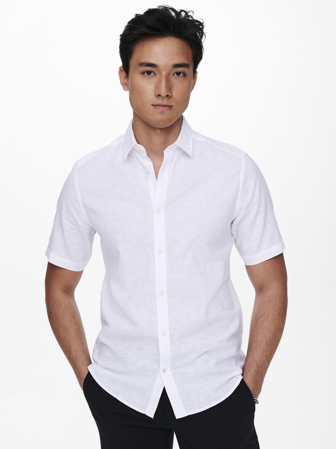 KORTE SKJORTER - Onscaiden Life Ss Solid Linen Blend Noos - - Hr Ravn
